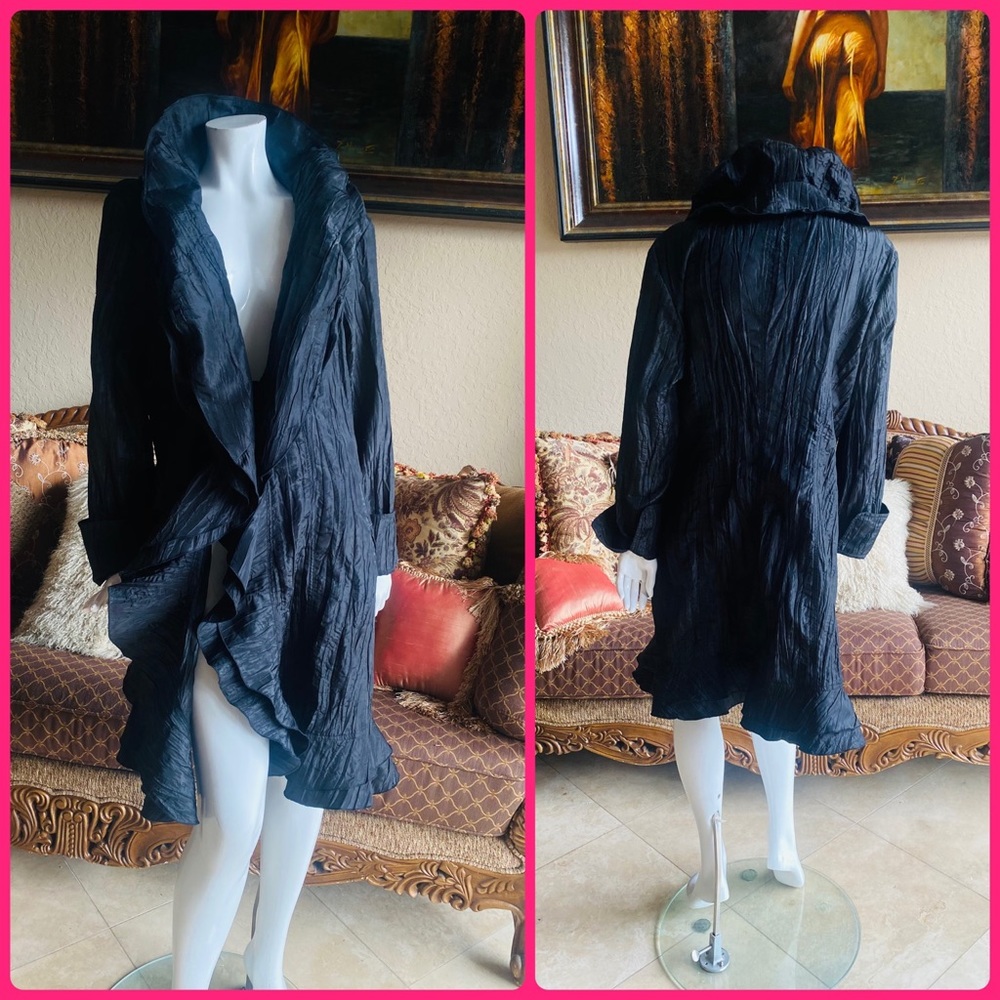Black Crinkle Evening Over Coat